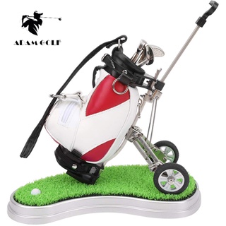 Bộ quà tặng chuyên dụng GOLFẺR hộp đựng bút hình túi đánh golf+3 cây bút hình gậy đánh golf+đế kiểu thảm cỏ độc đáo