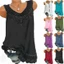 Áo thun không tay dáng rộng thời trang dành cho nữ được thiết kế với các yếu tố ren Boho phẳng
