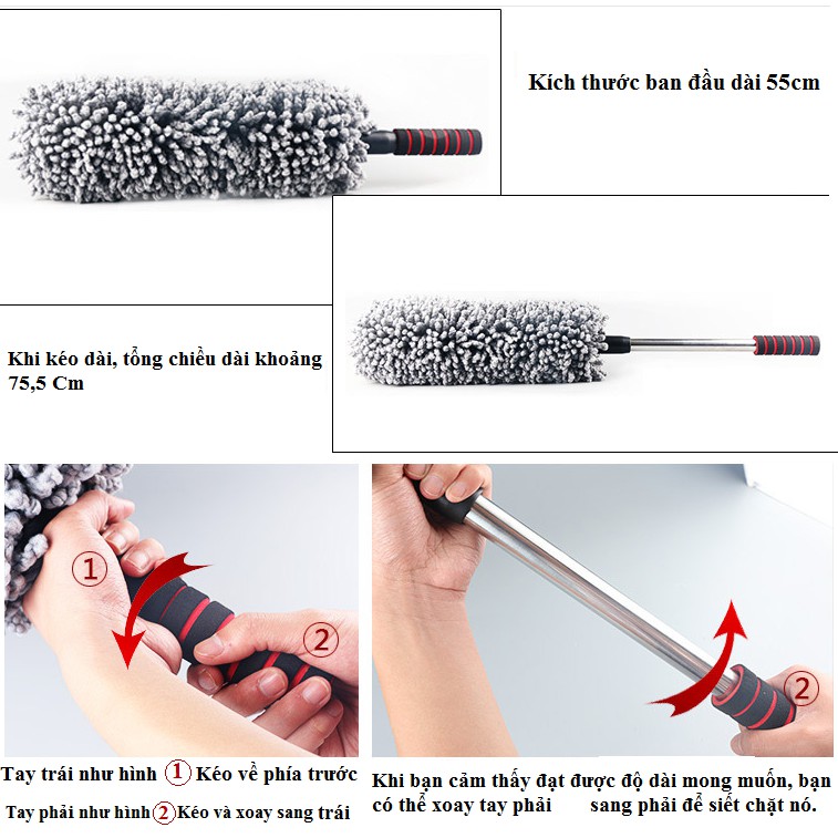 Ảnh Chổi Lau Xe Ô Tô, Xe Tải Bằng Sợi Quang Dầu, Điều Chỉnh Được Độ Dài - Có Túi Đựng Đi Kèm Cao Cấp Chính Hãng Amalife 3