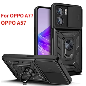 Ốp Lưng Cho OPPO A57 A77 5G A96 A77s A76 A55 A54 A6c A6x A6T Pro 4G 5G 2026 2022 4G Vỏ Điện Thoại Giáp Vòng Giá Đỡ Chống Sốc Đẩy Kéo Bảo Vệ Camera Ốp Lưng