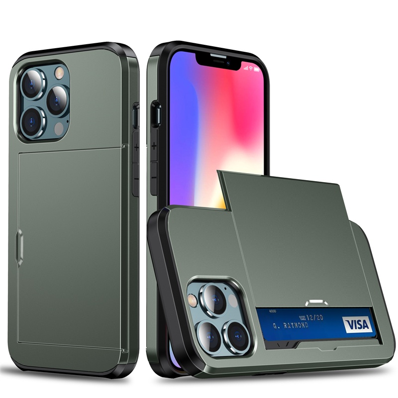 Ví Đựng Thẻ Tín Dụng Khe Cắm ID Ốp Lưng Điện Thoại Cho iPhone 17 Pro Max 16 15 14 13 Ốp Lưng 3 Lớp Lai Chống Sốc Vỏ Giáp
