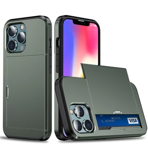 Ví Đựng Thẻ Tín Dụng Khe Cắm ID Ốp Lưng Điện Thoại Cho iPhone 17 Pro Max 16 15 14 13 Ốp Lưng 3 Lớp Lai Chống Sốc Vỏ Giáp
