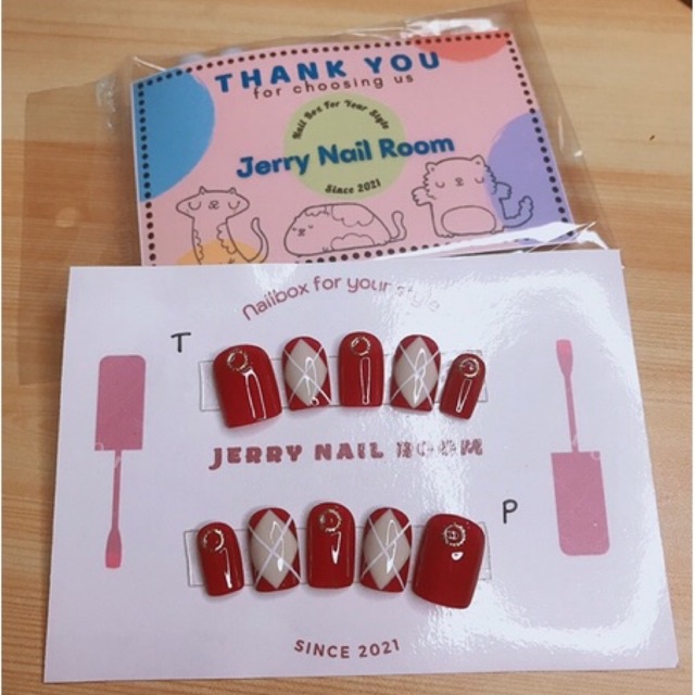 [Jerry Nail Room] Nail box móng up thiết kế 2022 gồm 10 móng kèm dũa và