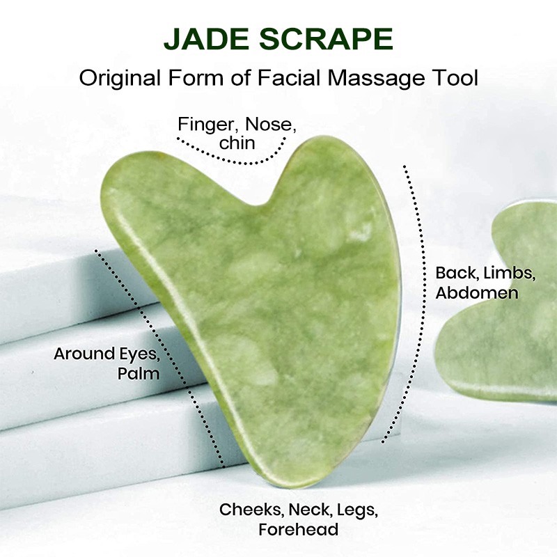 Thanh lăn/Tấm guasha Derf bằng đá ngọc bích massage mặt độc đáo