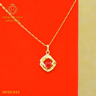 Dây Chuyền, Vòng Cổ Nữ Mặt Đính Đá, Titan Xi Mạ Vàng Non 24k Cao Cấp - Trang Sức Hava Hong Kong
