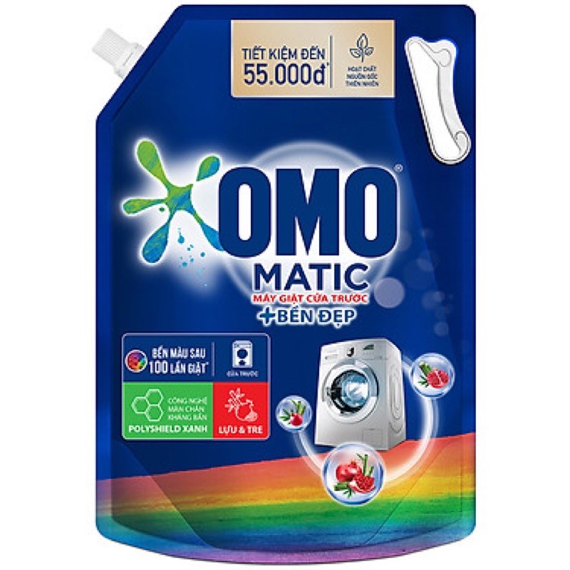 Nước Giặt OMO Matic Bền Đẹp Cho Máy Giặt Cửa Trước Túi 1.8kg