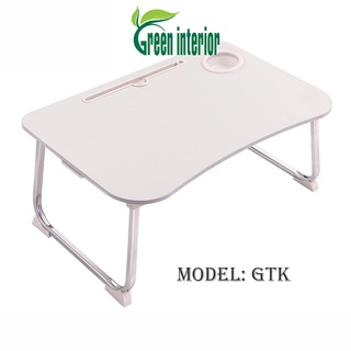Bàn học làm việc gấp gọn thông minh có khe cắm ipad điện thoại GreenFurni, màu Trắng GTK