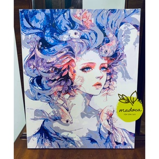 Tranh tô màu số hóa Madoca có khung 40x50cm Cô gái đại dương T352