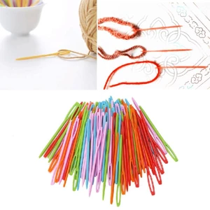 100 Chiếc Kim Khâu Bằng Nhựa 7Cm Đầy Màu Sắc Cho Trẻ Em