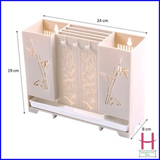 Ống cắm đũa có giá cài dao nhà bếp dán treo tường ( tặng 4miếng dán) cao cấp họa tiết hoa trúc { H }
