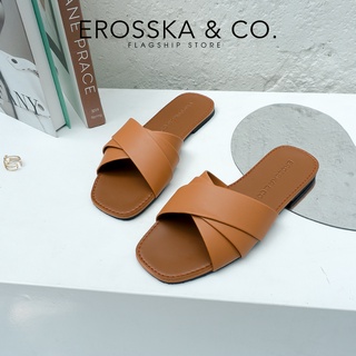 Erosska - Dép nữ thời trang đế bằng Erosska quai ngang màu vàng _ DE051
