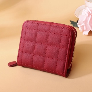 Ví ngắn mini PIERRE LOUES đựng thẻ/ tiền xu kẻ sọc có khóa kéo cho nữ
