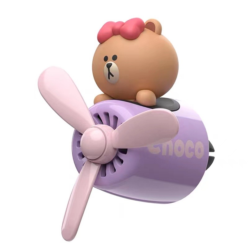 [Hàng Có Sẵn] Quạt Xoay Khuếch Tán Hương Thơm Gắn Lỗ Thông Gió Xe Hơi Hình Gấu Nâu Linefriends
