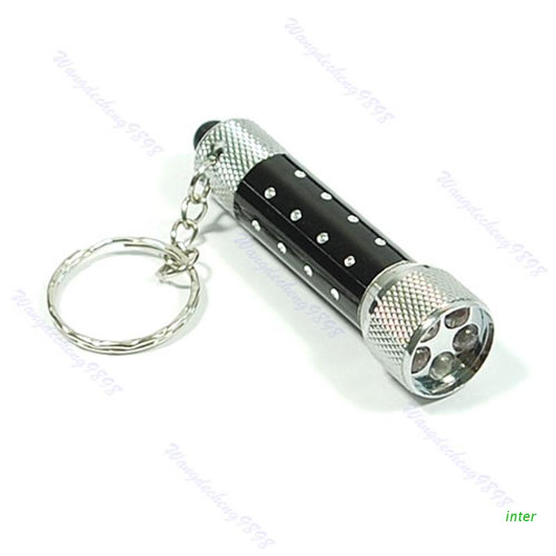 Móc khóa đèn pin 5 LED mini siêu sáng màu đen tiện lợi