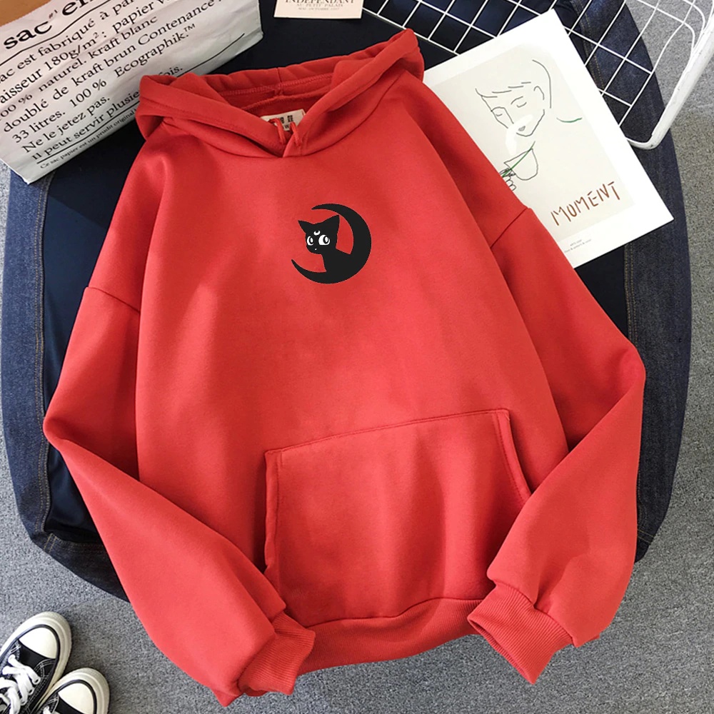 Áo Hoodie Unisex HappyFamily Họa Tiết Chú Mèo Thủy Thủ Mặt Trăng Chất Cotton 100 Cao Cấp