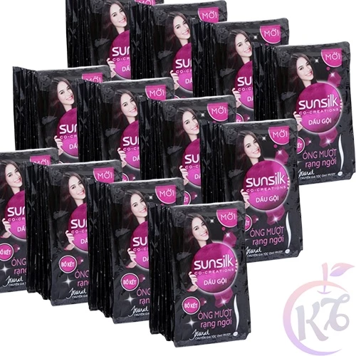 Combo 3 dây Dầu gội Sunsilk bồ kết óng mượt rạng ngời gói 6g - dây 10 gói - dầu gội đầu chăm sóc nuôi dưỡng tóc (Đen)