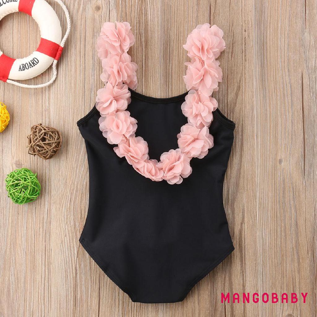 B18-toddler Baby Girl Floral Backless Đồ bơi Đồ bơi Bộ đồ tắm