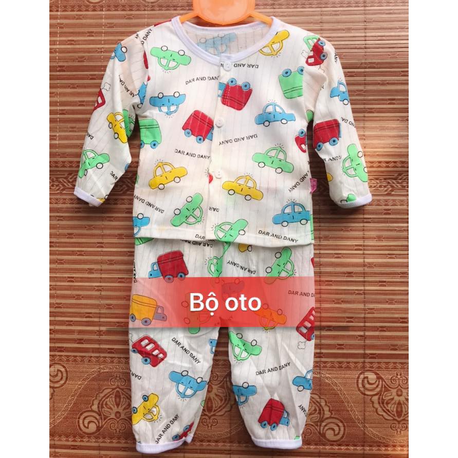 [ĐƯỢC CHỌN MẪU] Bộ cotton giấy dài tay cúc giữa cho bé trai/ gái 4-13kg