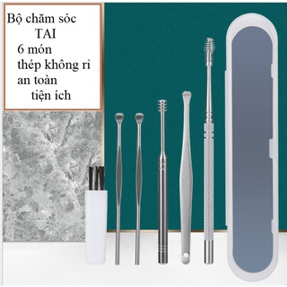 BỘ DỤNG CỤ LÂY RÁY TAI AN TOÀN CHUYÊN NGHIỆP GỒM 5 CÂY THÉP KHÔNG RỈ CÓ HỘP ĐỰNG