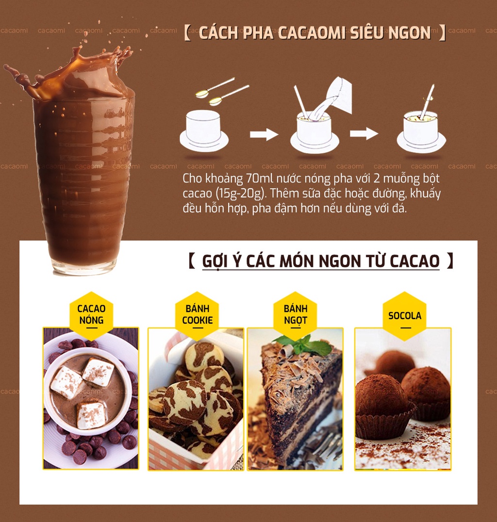 Mô tả Bột cacao 100% nguyên chất không đường Thức uống sô cô la chuẩn ăn kiêng Keto CACAOMI Original 80g - 3