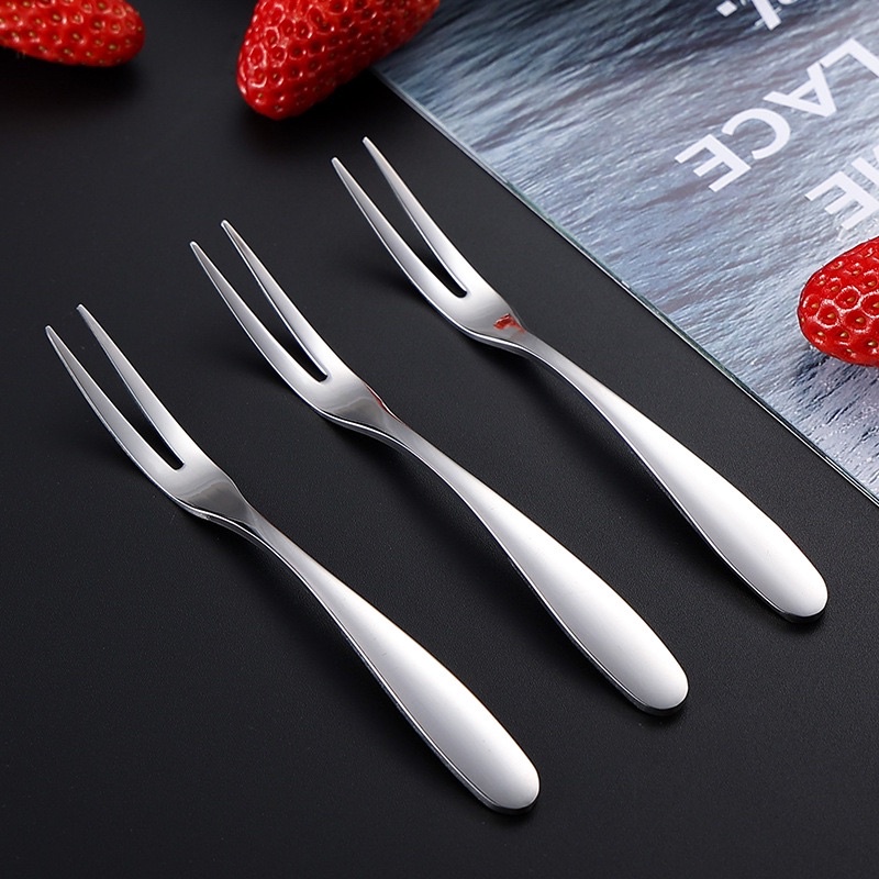 Bộ 6 nĩa ăn trái cây inox 304 dày dặn phong cách sang trọng cao cấp, nĩa ăn bánh, món tráng miệng