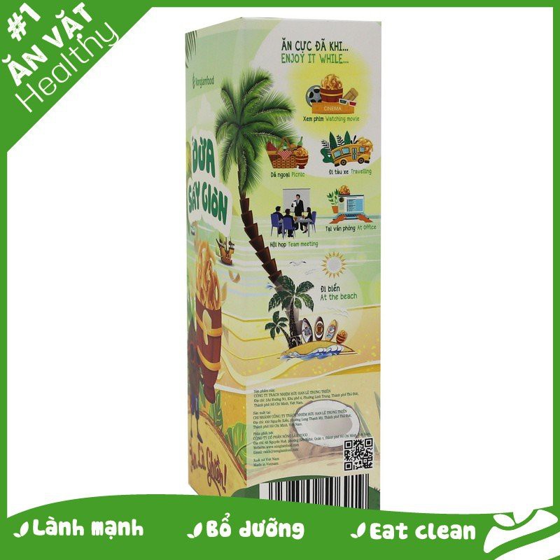Dừa sấy giòn Nông Lâm Food túi 45g, hộp 100g