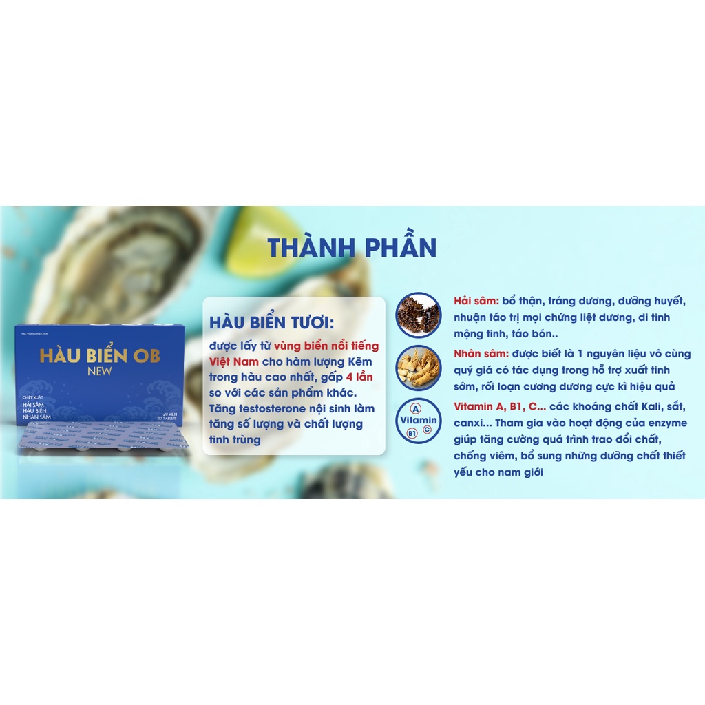 Ảnh HOBN-Hàu Biển OB New GrowGreenAz- Cải thiện tình trạng xuất tinh sớm, rối loạn cương dương, yếu sinh lý(20 viên ) 2