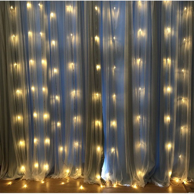 Đèn rèm, đèn led rèm màn mưa 3m x 3m màu vàng ấm, đủ màu, cắm điện 220V ...