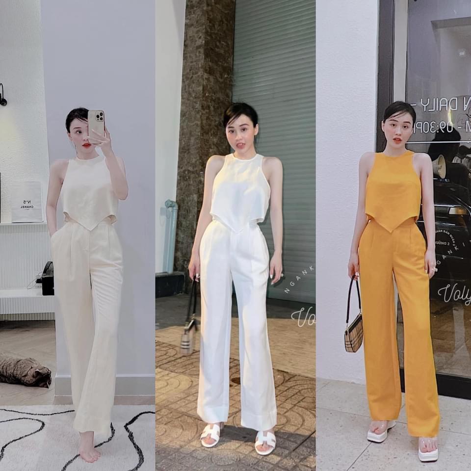 Set Bộ Đồ Nữ Áo Yếm Quần Ống Rộng Dáng Dài Phong Cách Trẻ Trung | Shopee  Việt Nam
