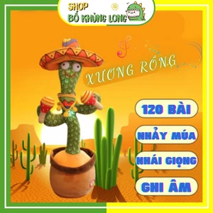 Cây Xương Rồng Nhảy Múa Đội Nón Biết Nói Nhái Giọng Hát Nhạc Đồ Chơi Nhồi Bông Cho Bé - BỐ KHỦNG LONG