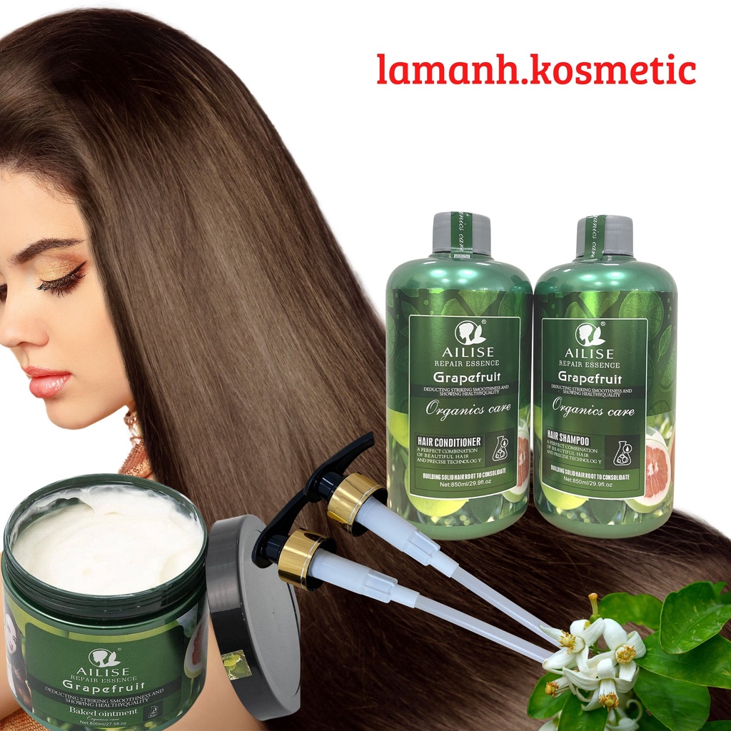 Dầu gội xả bưởi AILISE giảm rụng tóc - hỗ trợ mọc tóc phục hồi tóc mềm mượt, giảm gàu, giảm dầu