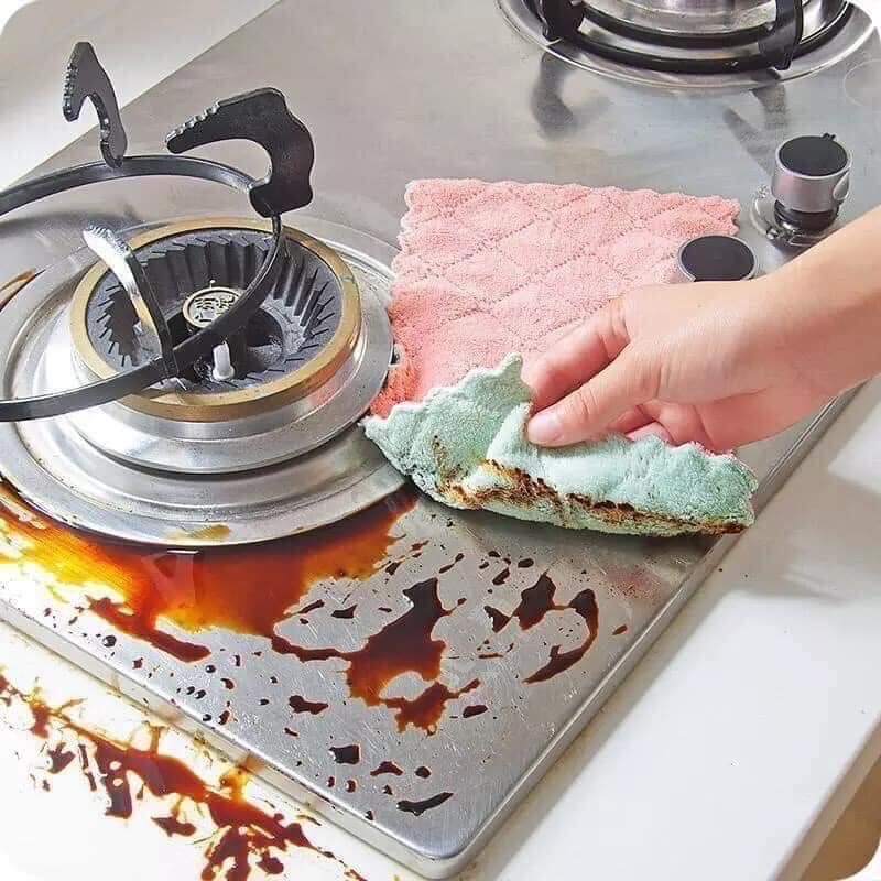 Set 10 khăn lau nhà bếp siêu khô thấm không để lại bụi vải