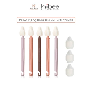 Cọ Rửa Bình Sữa/Núm Ti Loại Dài Có Nắp Hibee Mongri - Màu Sunshine (Nâu/Cam/Tím)