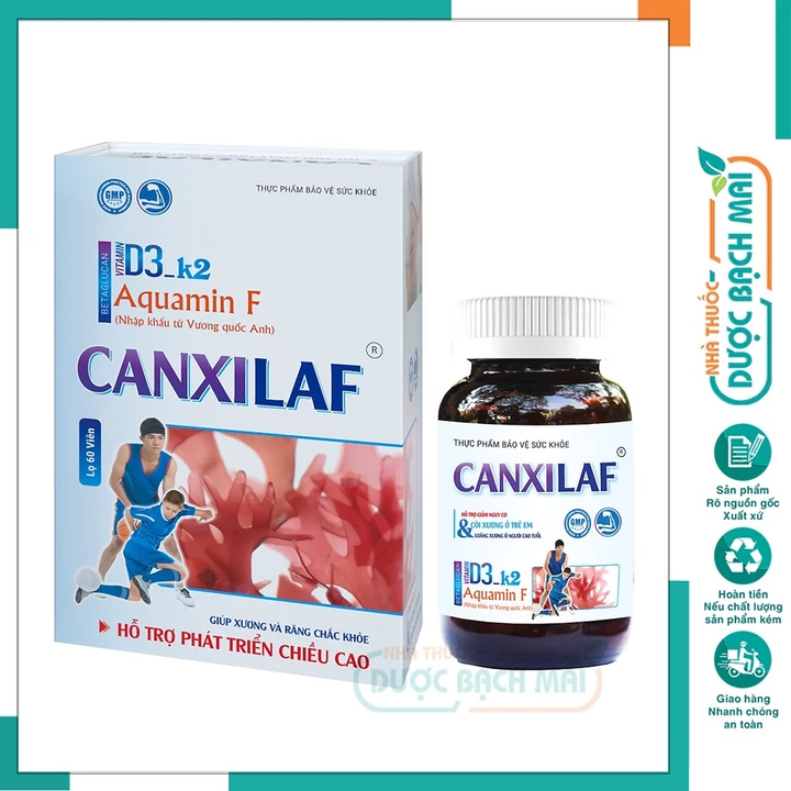 Viên uống bổ sung Canxi Laf canxi d3 k2 nano tảo biển tăng chiều cao canxi bà bầu trẻ vị thành niên người lớn - Hộp 60V