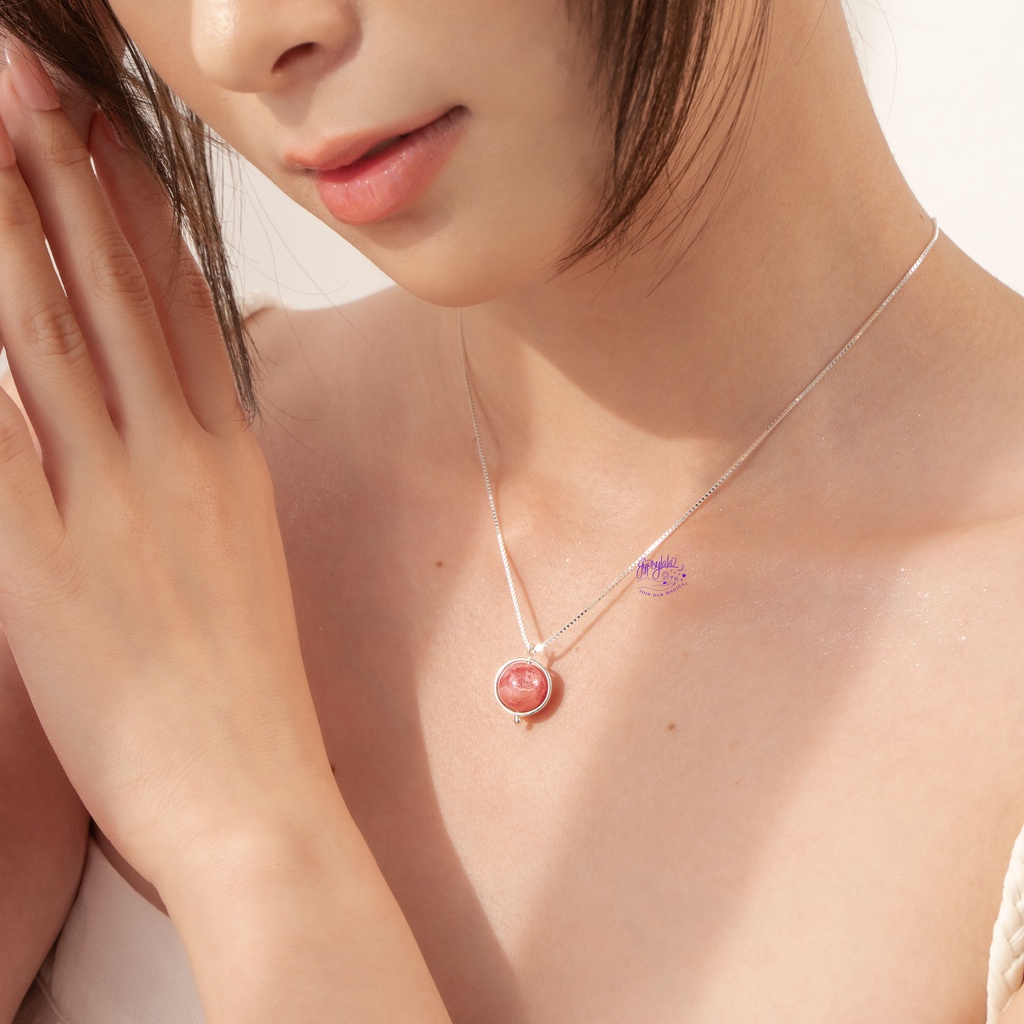 Ảnh Dây Chuyền Khung Bạc Nhiều Màu Đá Thiên Nhiên Mang Năng Lượng SP002711 Gypsy.lala 2