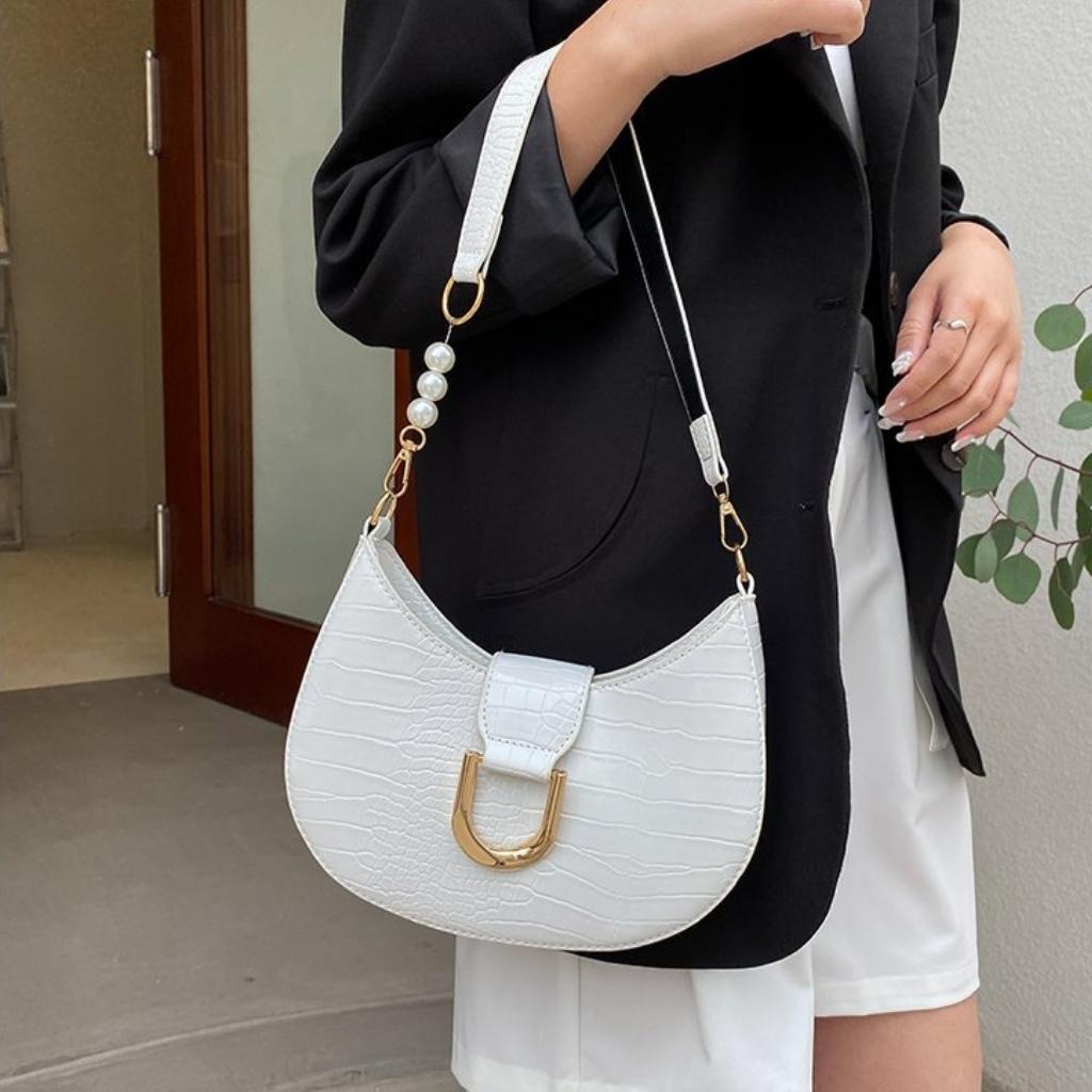 Túi Xách Nữ Kẹp Nách Đeo Vai Phối Dây Ngọc Xinh Hot Trend Quảng Châu [Cam Kết Túi Nhập Quảng Châu] HARA Túi Xách