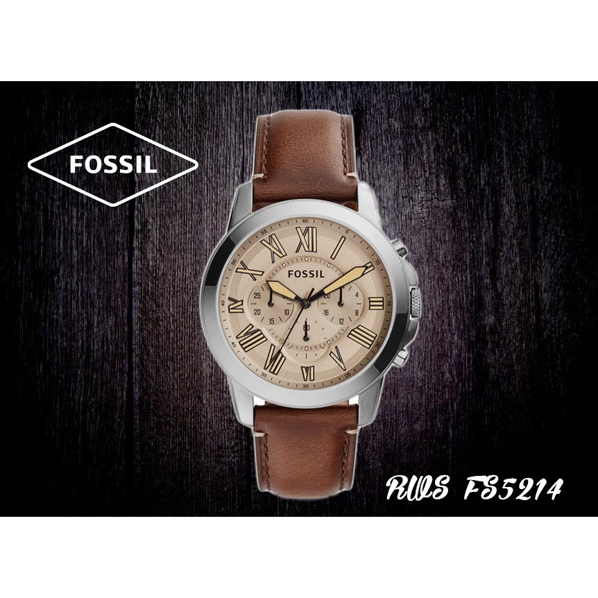 Fossil ng h nam cao c p day da Fossil FS5214 s la ma m t tron 44mm vien kim lo i