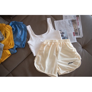 Quần short thêu lưng cao thể thao dành cho nữ Quần Cotton cỡ lớn giải trí mới