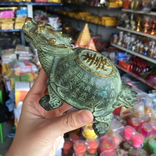Rùa Bằng Đồng Cổ Long Quy Thọ Xanh Vật phẩm phong thuỷ bằng đồng