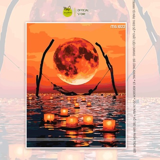 Tranh tô màu 40x50cm có khung Hoàng hôn bên em T1022