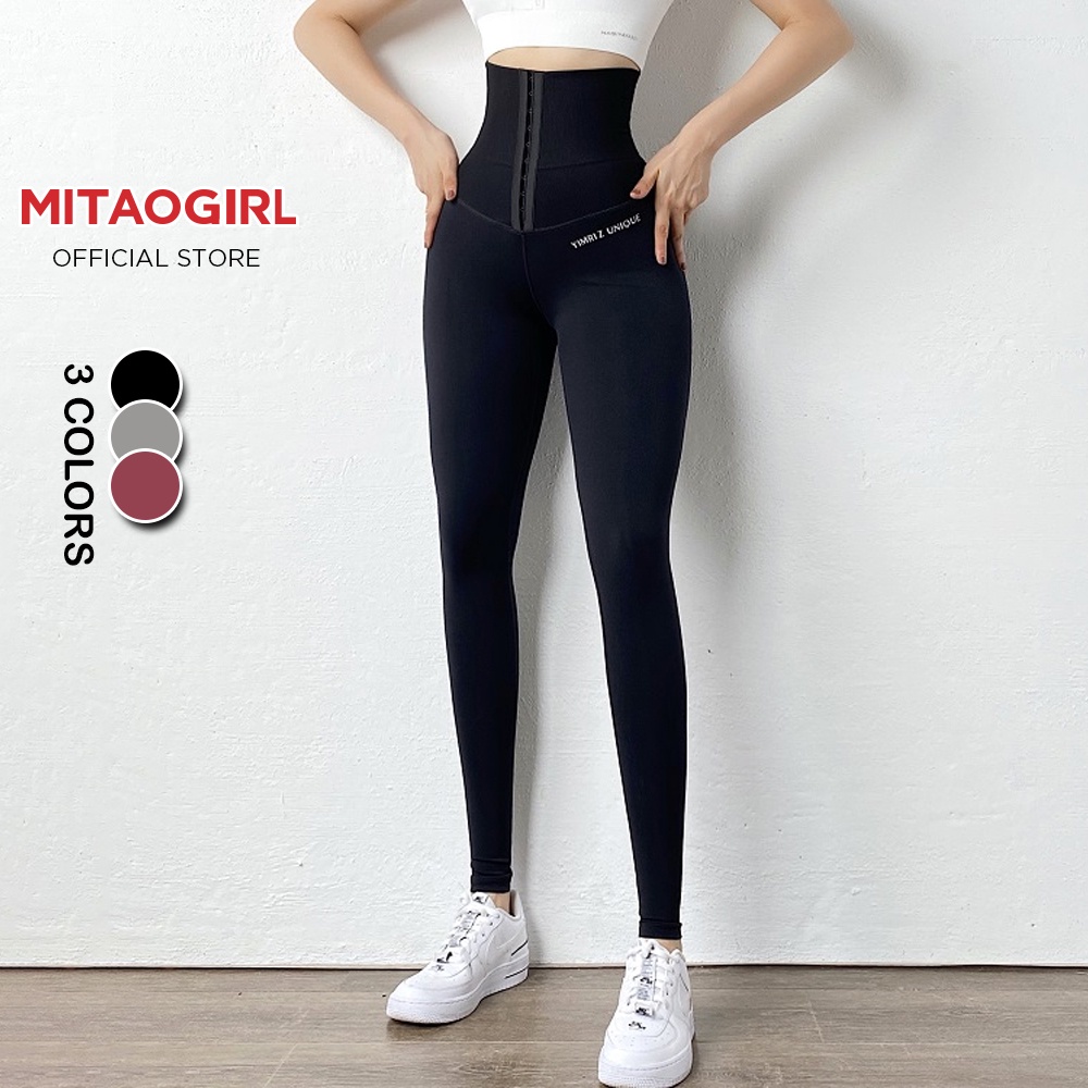 Quần tập gym yoga nữ MITAOGIRL có gen bụng latex chất thun poly thể thao dáng legging mềm mát mịn co giãn 4 chiều