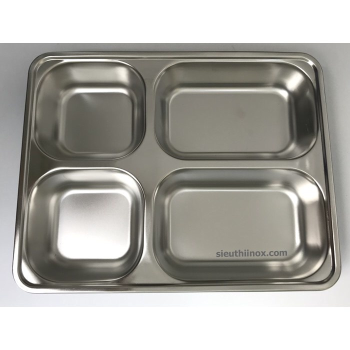 Khay inox 304 sâu lòng 4 ngăn - khay cơm inox hàng CAO CẤP