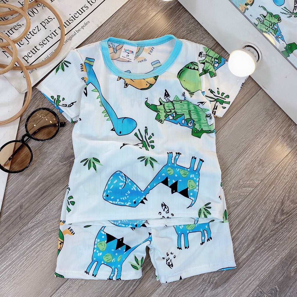 Bộ Cotton Thun Lạnh Siêu Mát Nhiều Hoạ Tiết Cute Cho Bé Trai Bé Gái 8-20kg