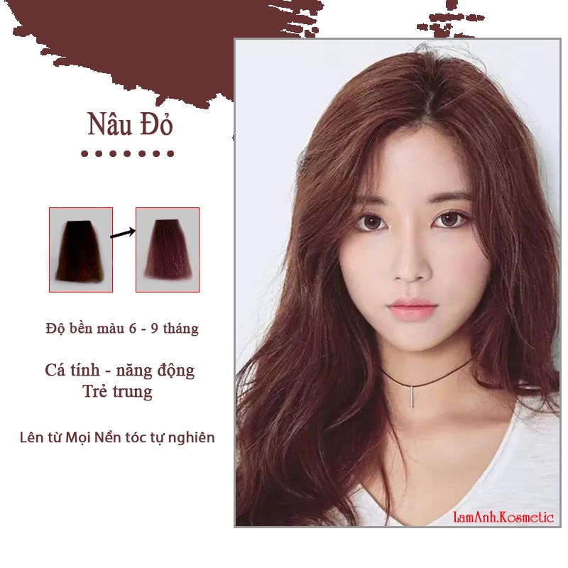 Thuốc nhuộm tóc màu NÂU ĐỎ 100ML màu nhuộm lên chuẩn tone