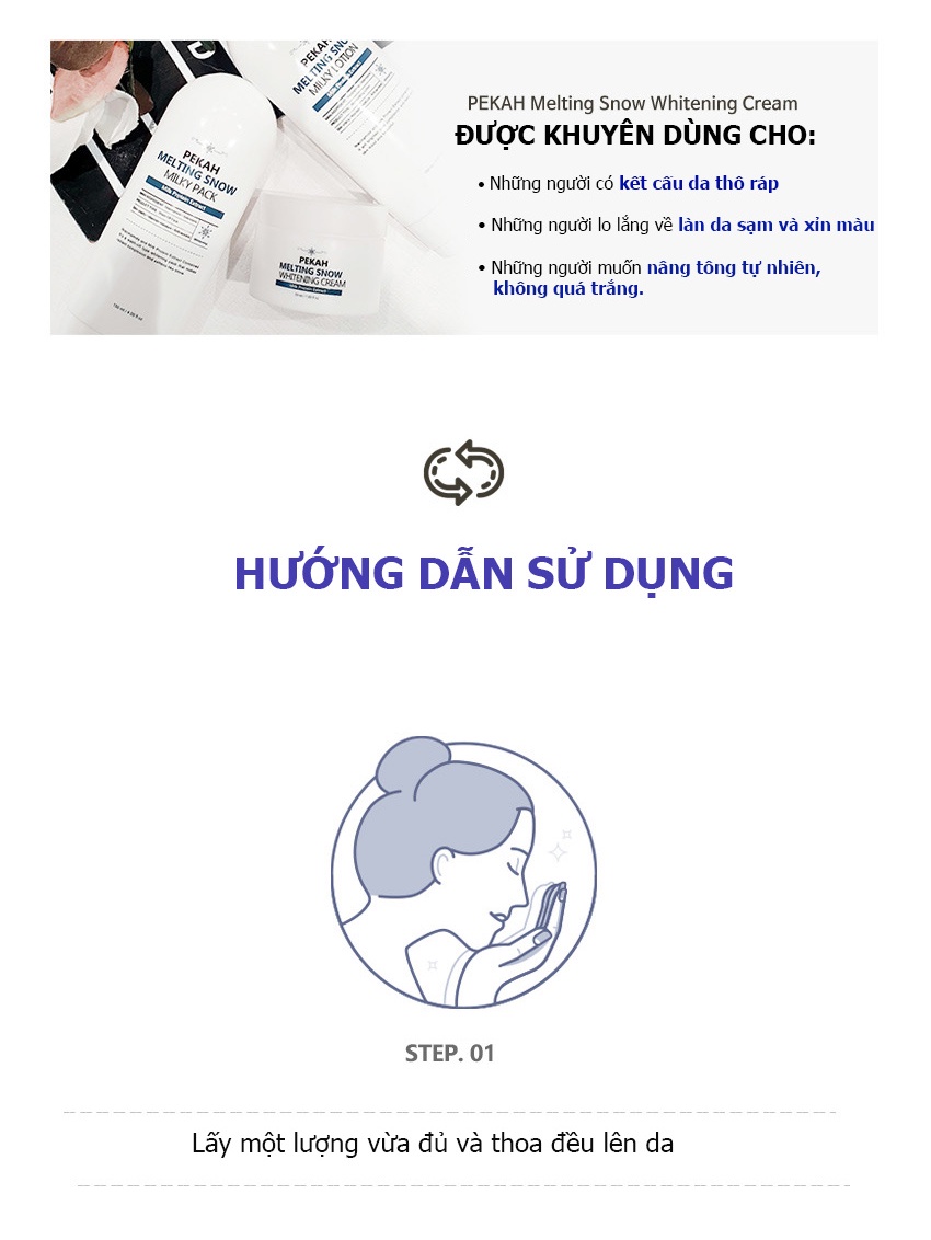 Mô tả Kem Dưỡng Trắng Nâng Tone Da PEKAH Melting Snow Whitening Cream 50ml - 7