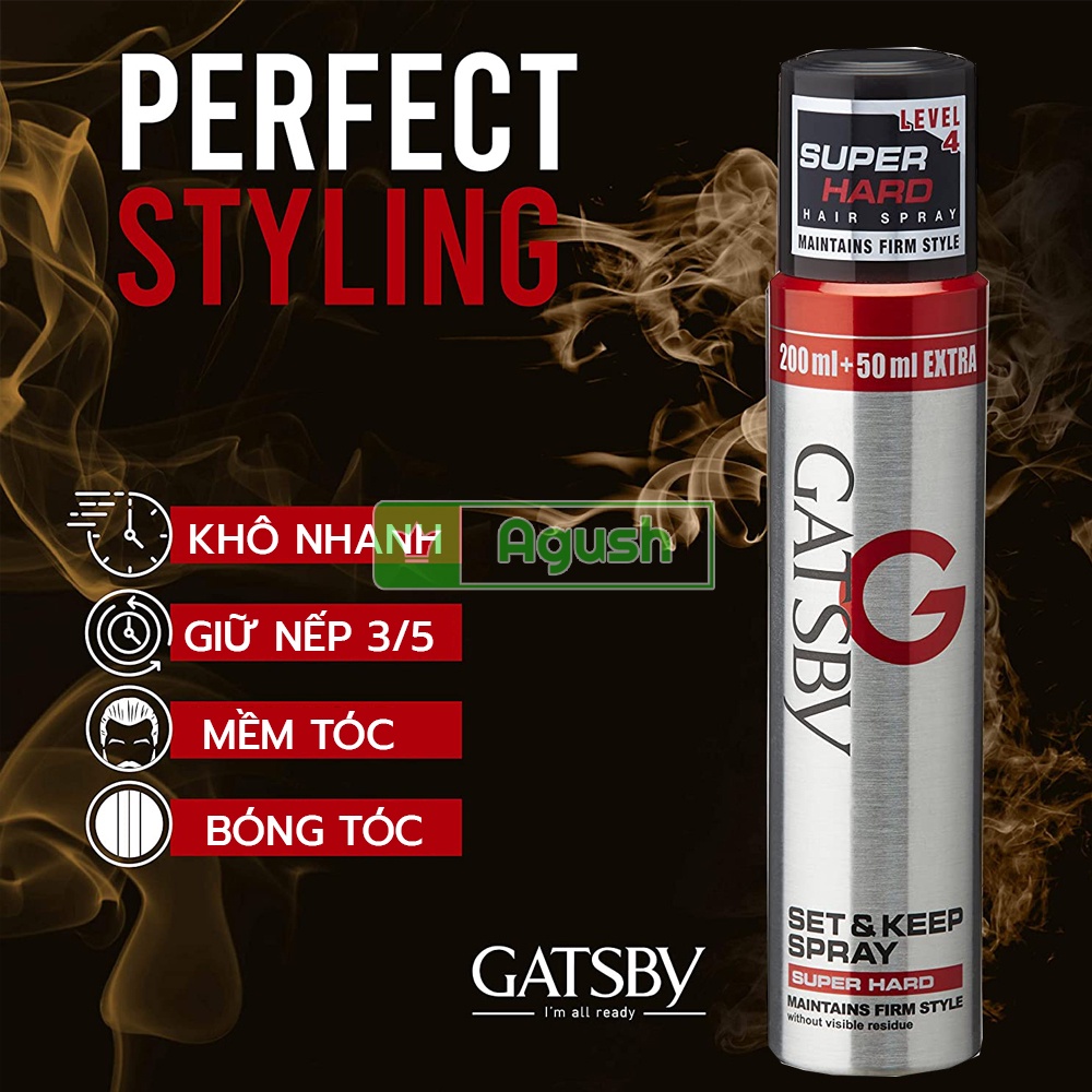 Keo xịt tóc nam nữ thơm giữ nếp lâu chính hãng nhật bản Gatsby Hair Spray chai 250ml lọ mini 66ml không bết dính giá rẻ