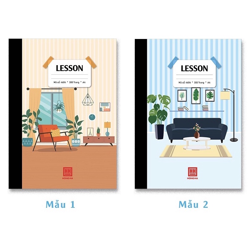 Sổ bìa bồi Lesson A4 Hồng Hà 200/300/400 trang-Vở kẻ ngang Cao Cấp may ...