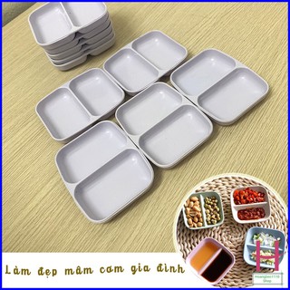 Đĩa đựng gia vị - nước chấm phíp 2 ngăn Việt Nhật { H }