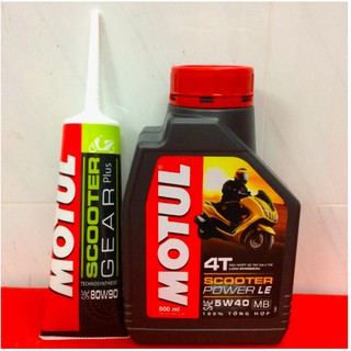 COMBO NHỚT MOTUL SCOOTER POWER LE 5W40 800ML + NHỚT HỘP SỐ (XE TAY GA) có mã QR
