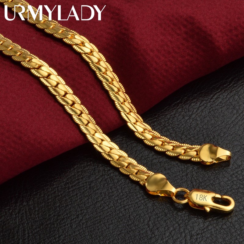 Urmylady S925 Bạc 6mm Full Sideways Vòng Cổ 8 / 18 / 20 / 24 Inch Dây Xích Dành Cho Nữ Thời Trang Cưới Đính Hôn Trang Sức